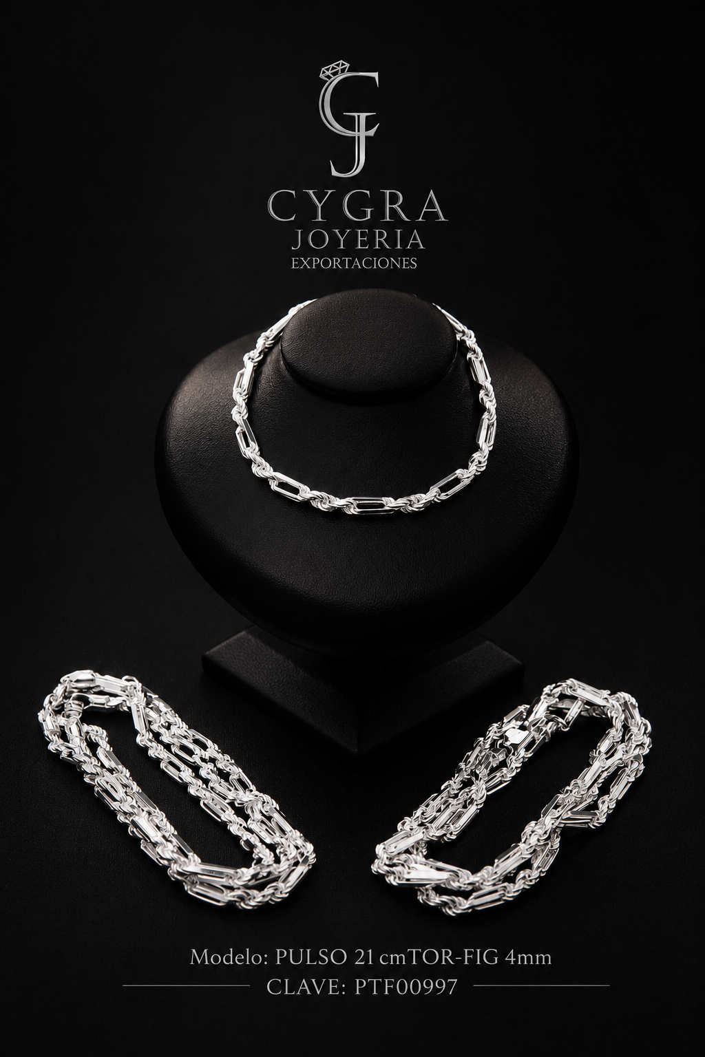 Pulsera Figaro Torcida 21cm 4mm
